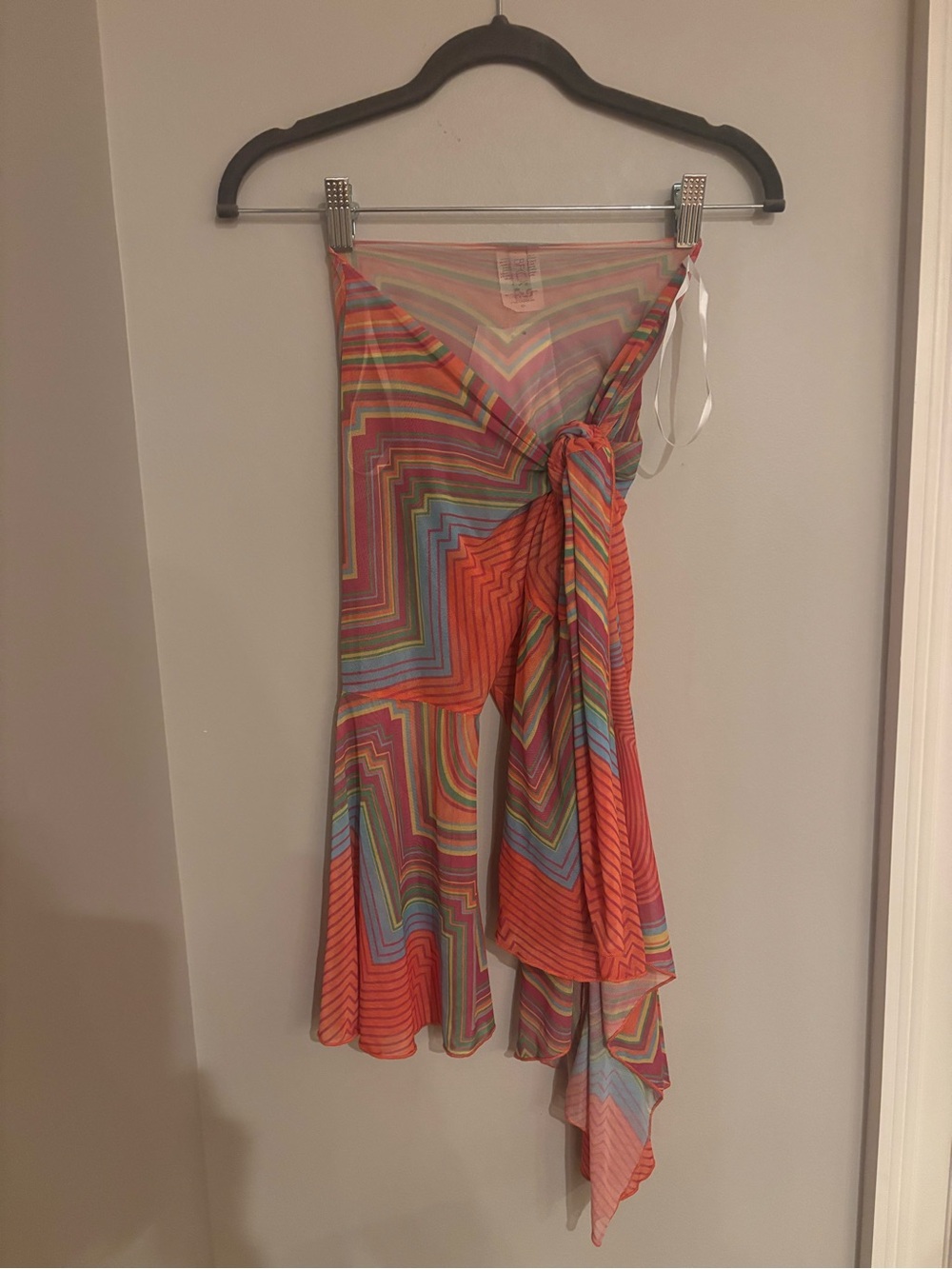 BECCA Multicolor Chevron Stripe Swim Sarong - Coral, Blue, Green, Pink